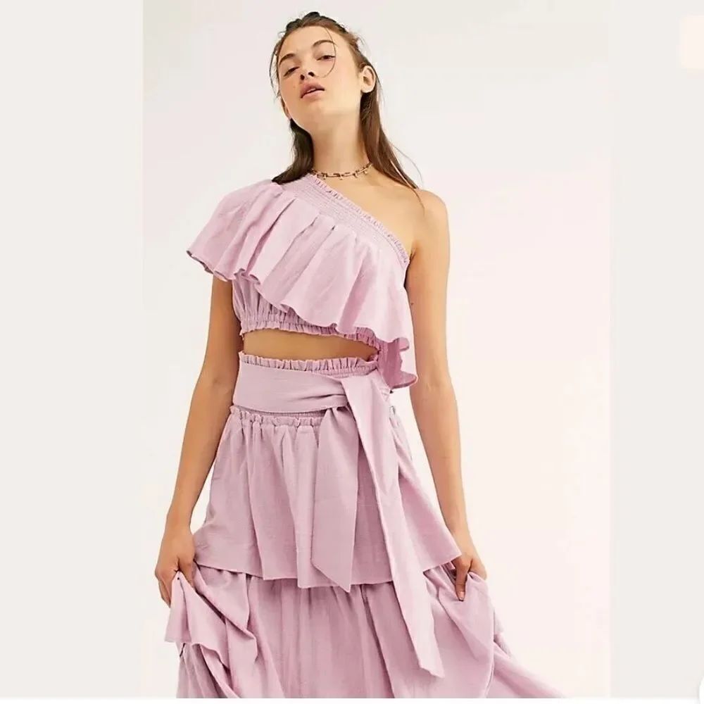 🆕FREE PEOPLE GO FOR DRAMA SET TOP & MIDI SKIRT - Picture 3 of 3